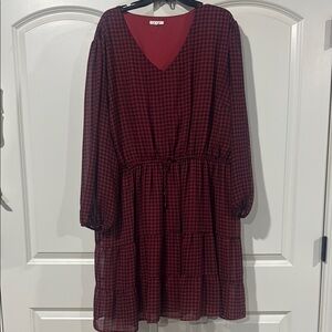 Elegant Red Checkered Dress